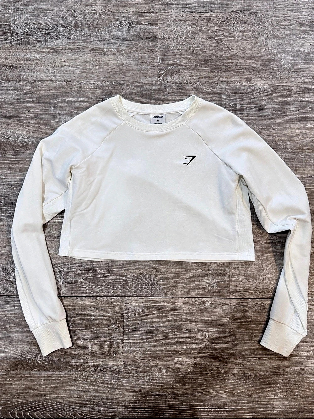 Gymshark Training Crop Sweater Long Sleeve White Medium